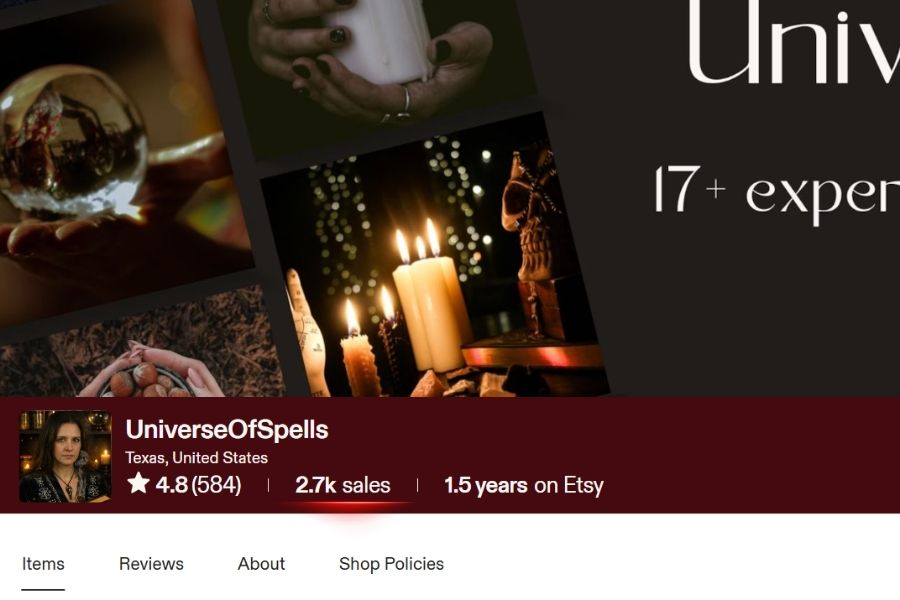 Etsy purchases screenshot